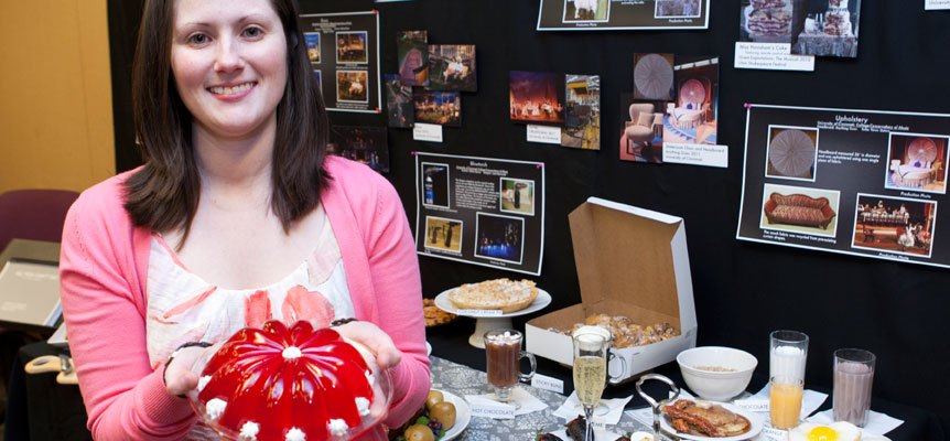 MFA candidate Karestin Harrison presents her "Fake Food Feast" project.